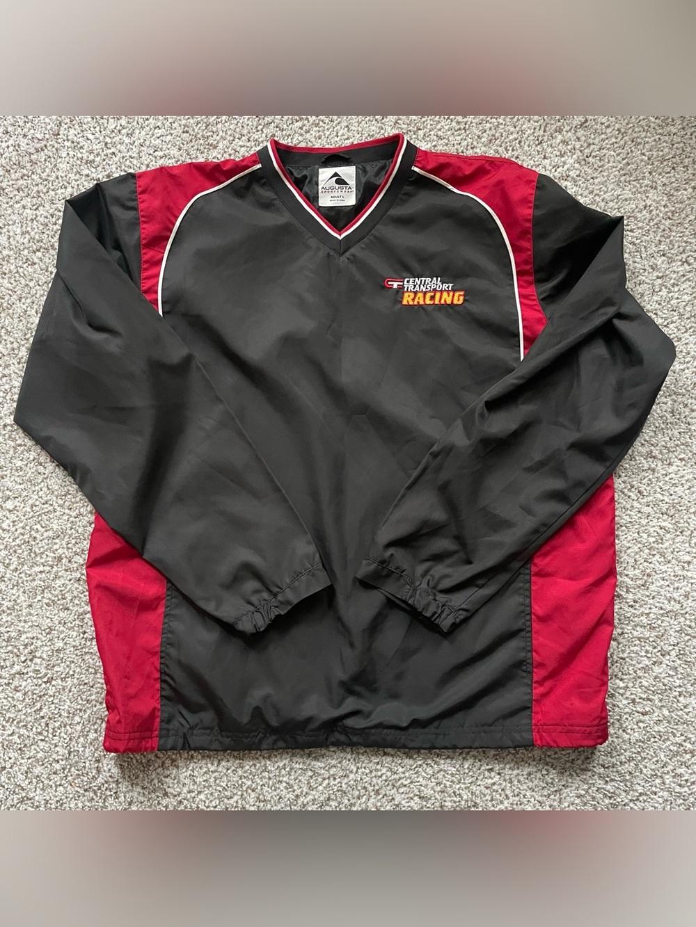 Augusta Sportswear Black and Red Racing Windbreaker Pullover